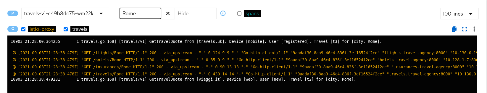 Travels-v1 Logs GetTravelQuote Travels-v1 Logs GetTravelQuote